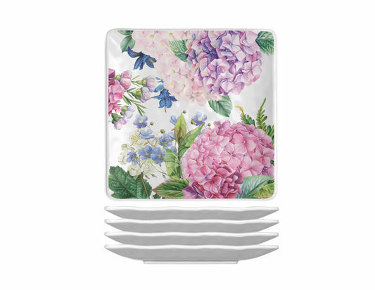 Wild Hydrangea Melamine Canape Plate Set of 4