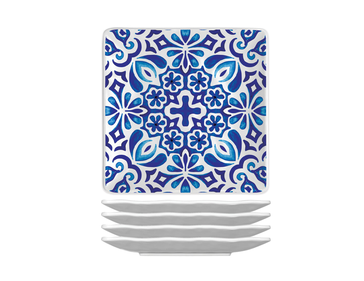 Indigo Seas Melamine Canape Plate Set of 4